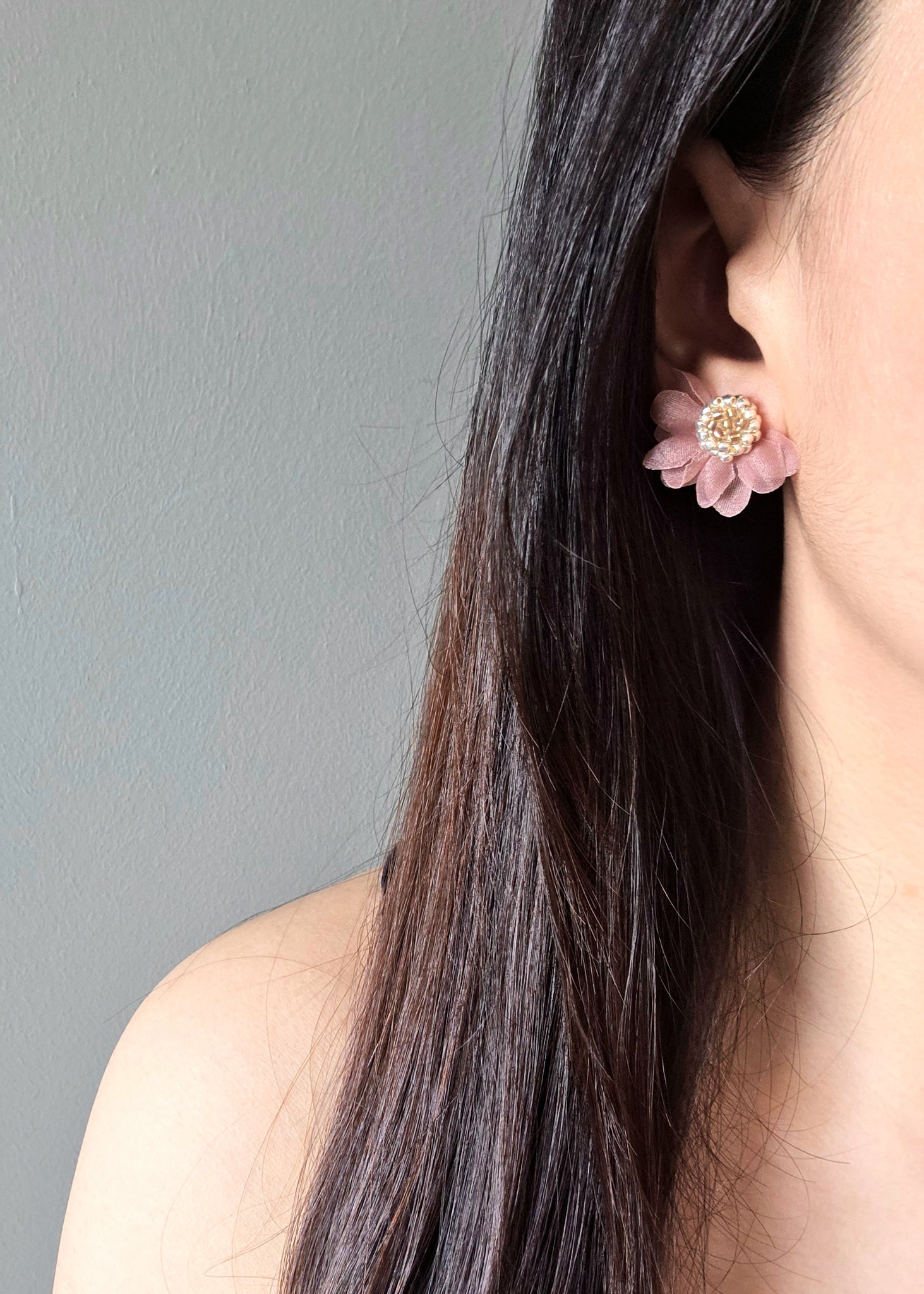 Ethereal Stud Earrings in Brown Model