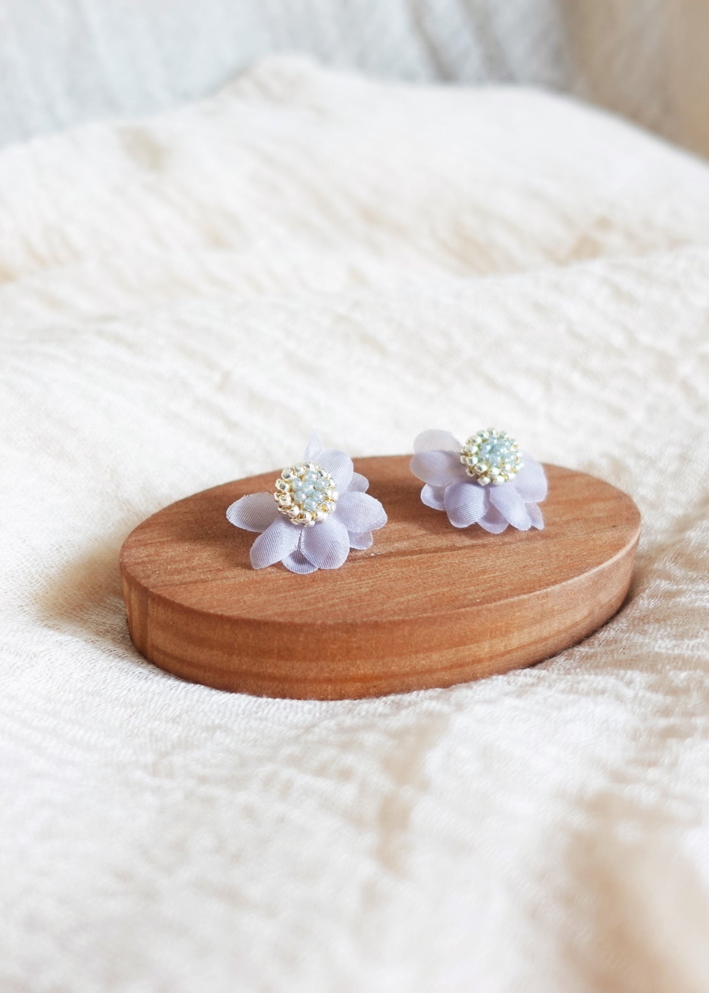 Ethereal Stud Earrings in Grey Display Left