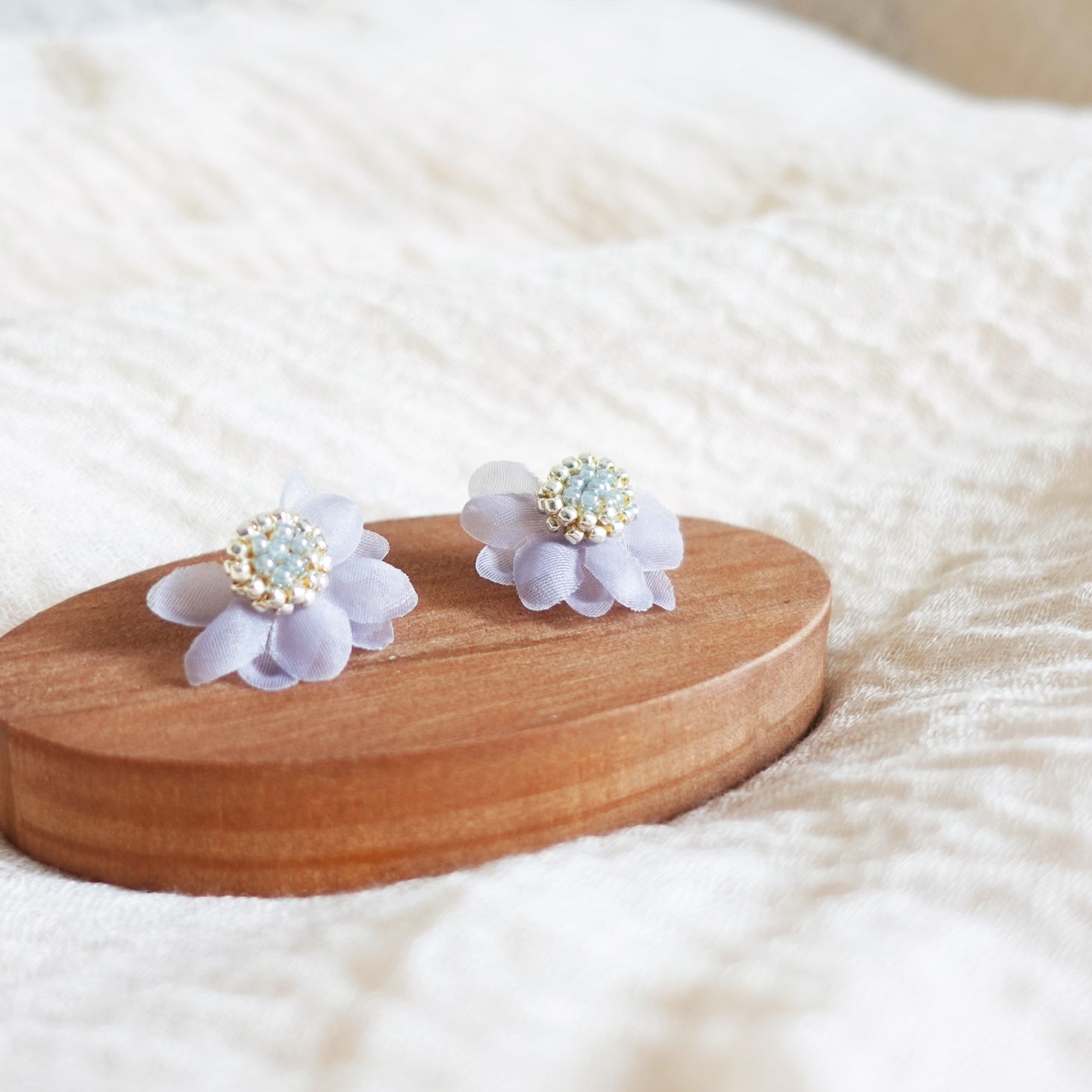 Ethereal Stud Earrings in Grey Display Right