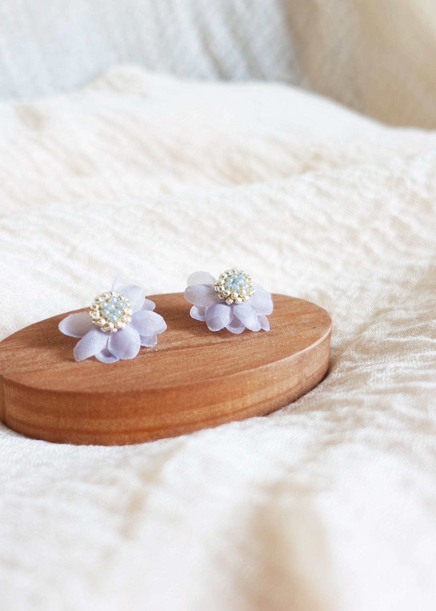 Ethereal Stud Earrings in Grey Display Right