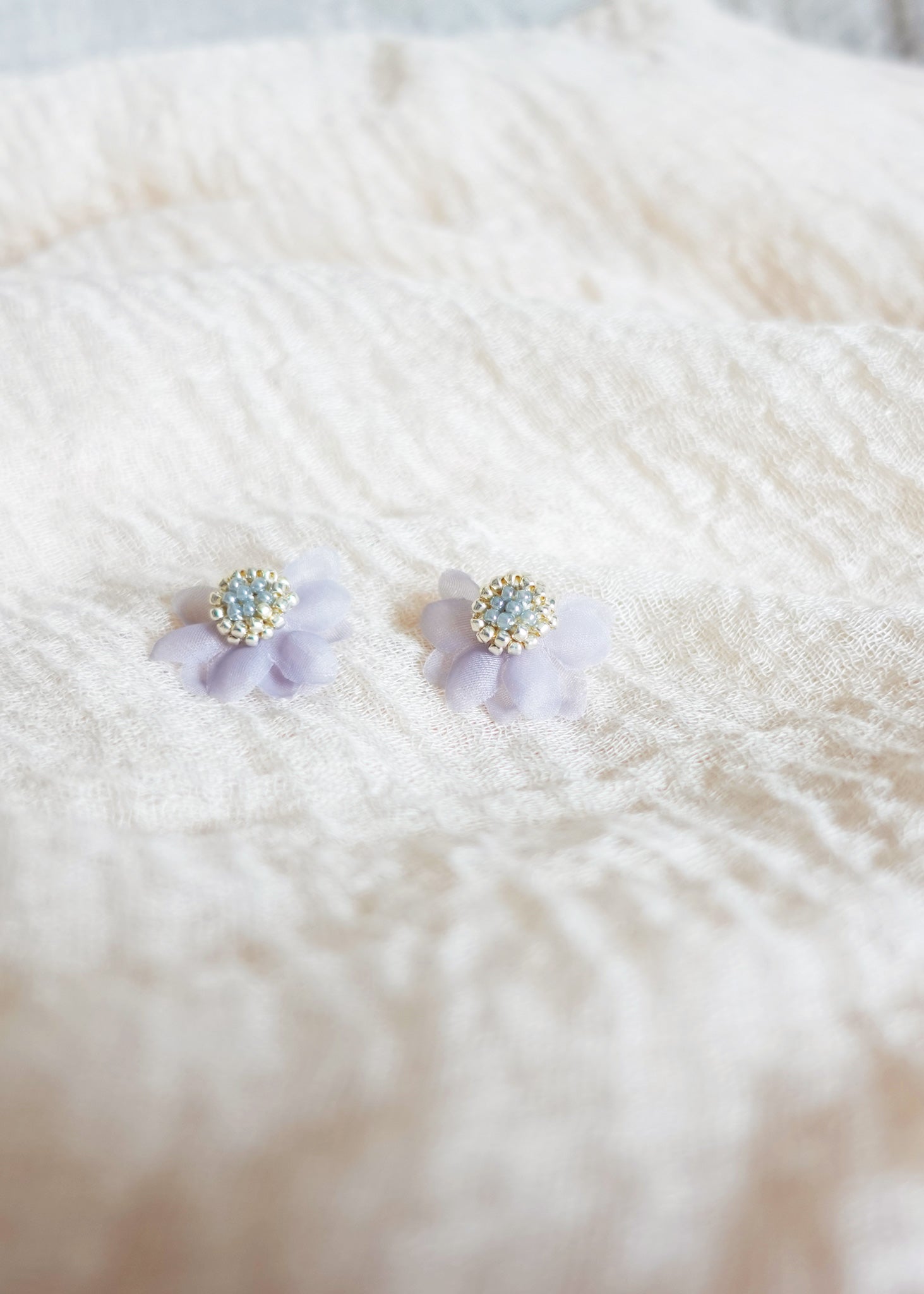 Ethereal Stud Earrings in Grey Front