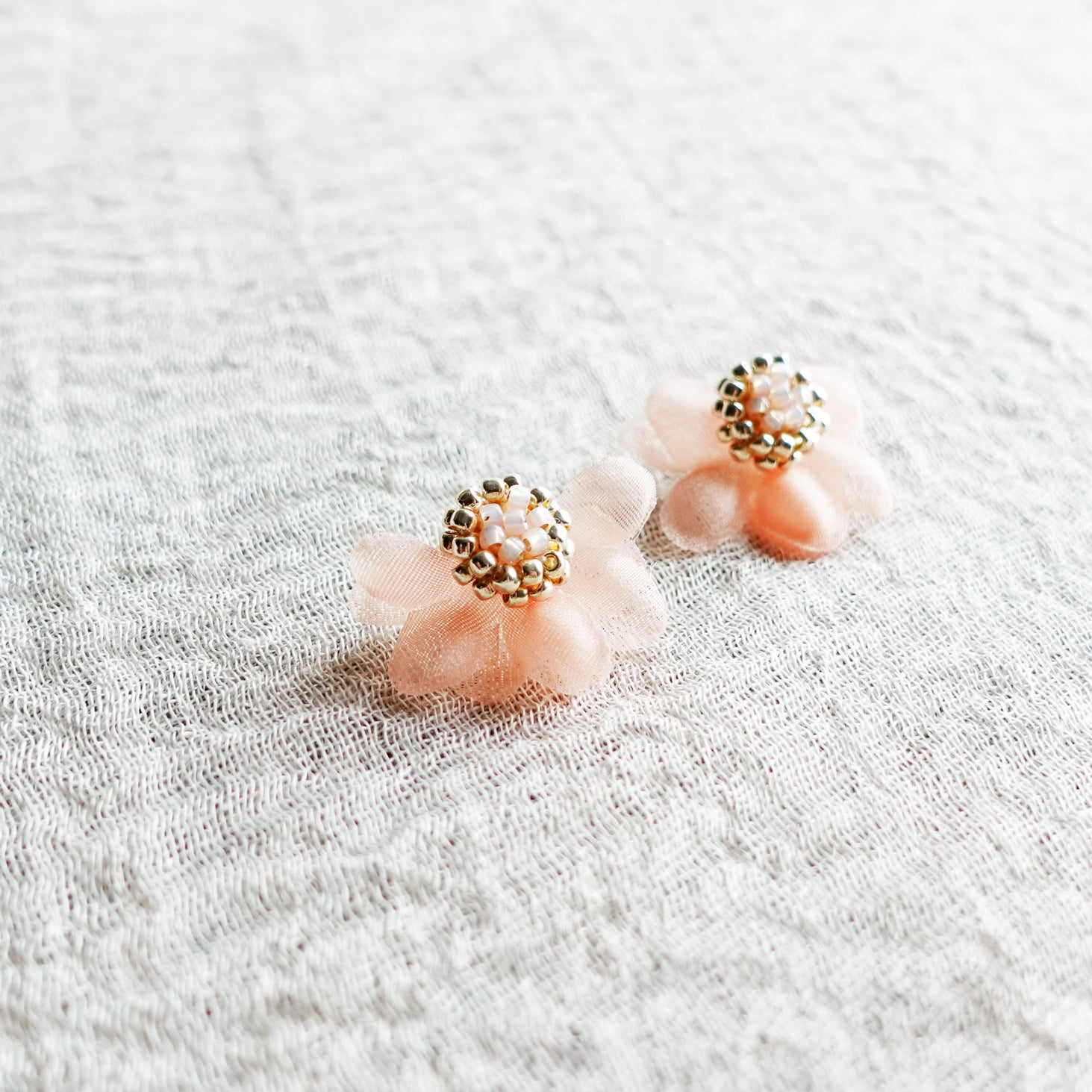 Flower Ear Studs Ethereal Earrings in Orange Front