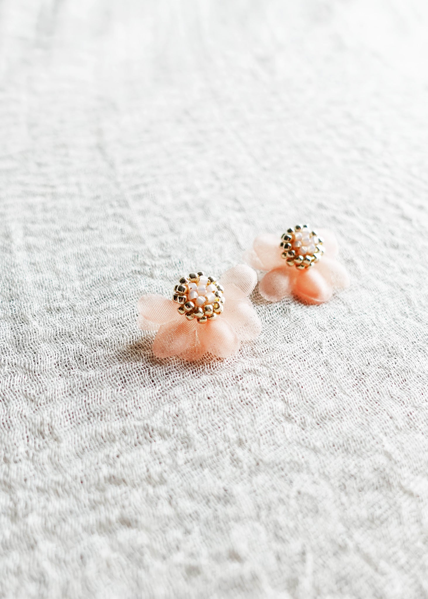 Flower Ear Studs Ethereal Earrings in Orange Front