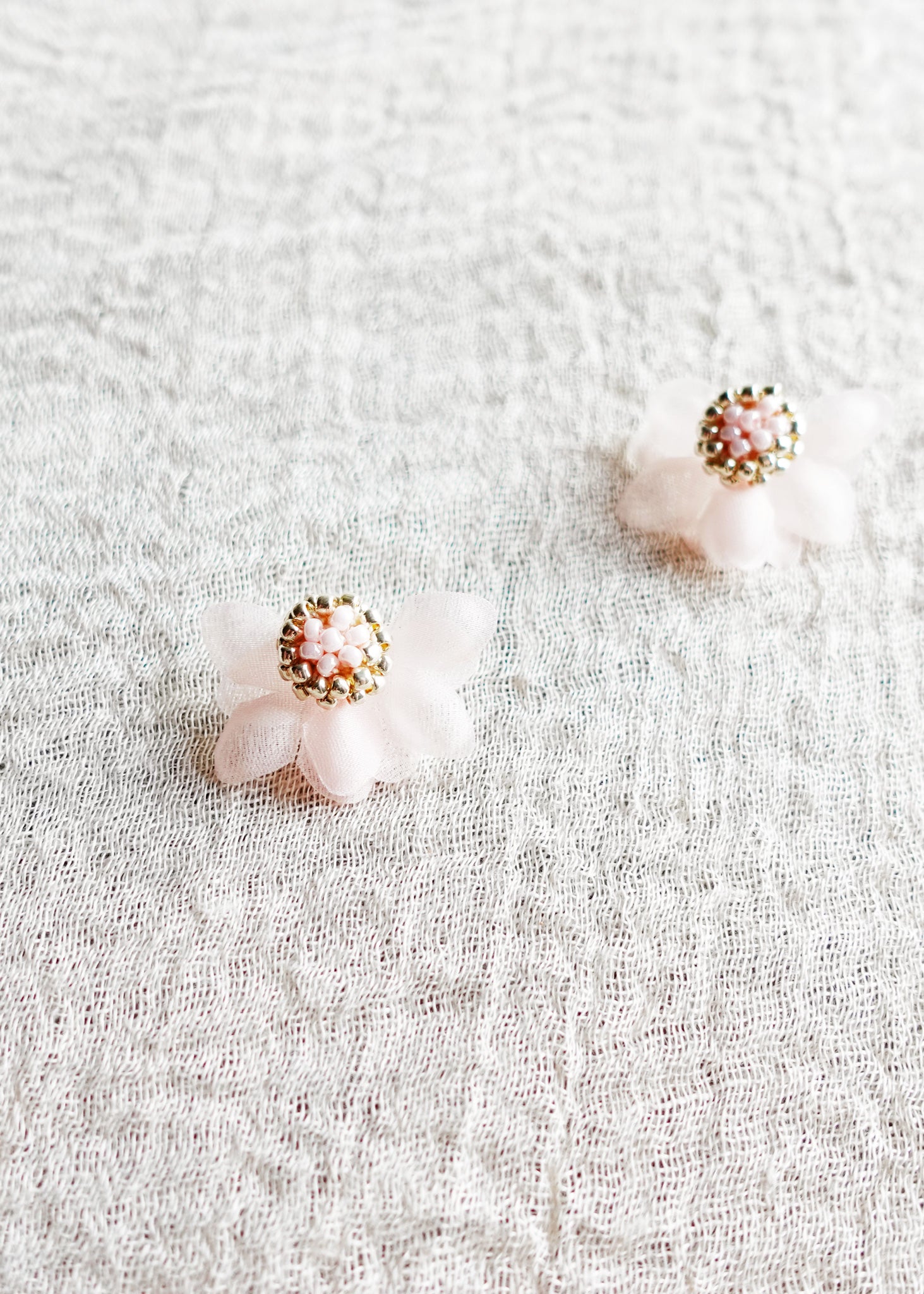 Ethereal Stud Earrings in Pink Left Close