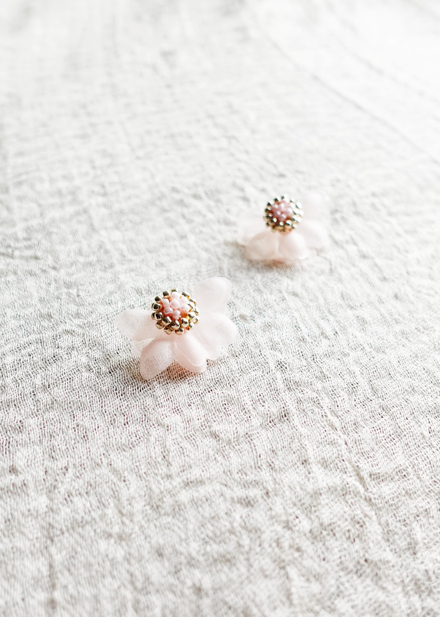 Ethereal Stud Earrings in Pink Left