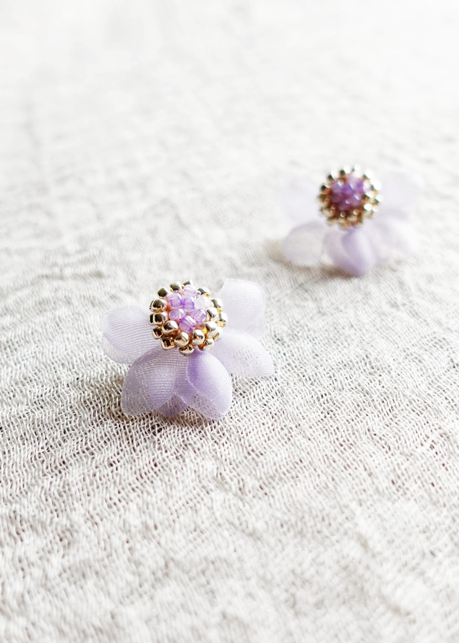 Ethereal Stud Earrings in Purple Left Close