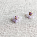 Ethereal Stud Earrings in Purple Left Front