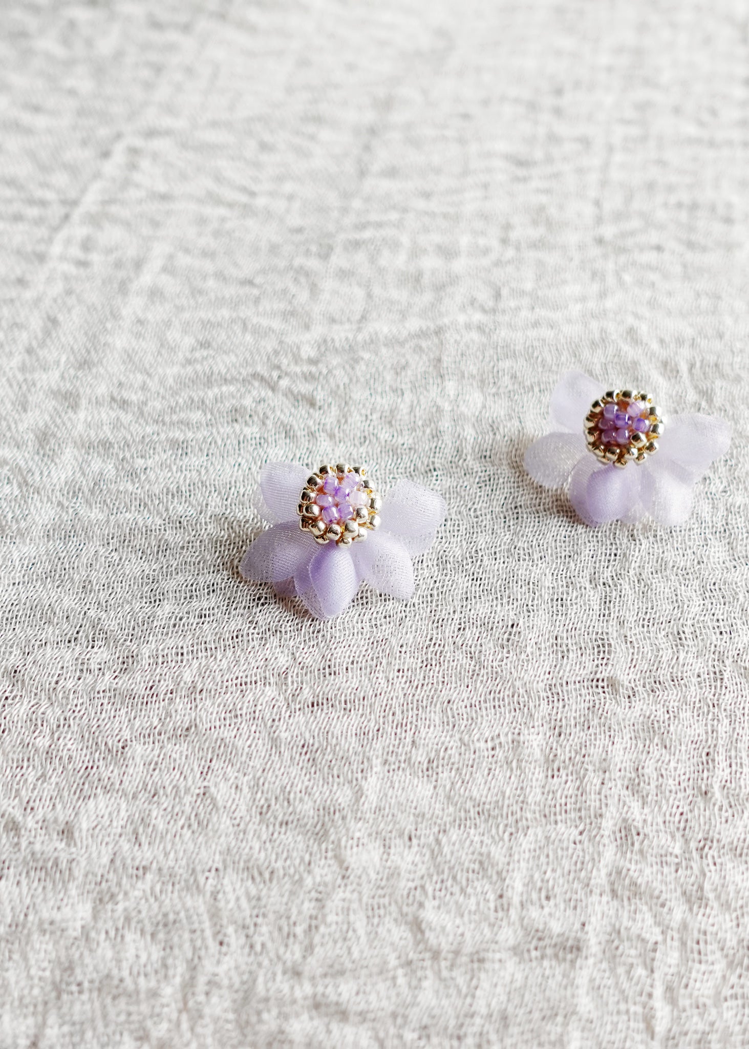 Ethereal Stud Earrings in Purple Left Front