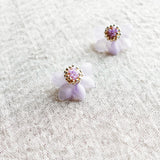 Ethereal Stud Earrings in Purple Left Side