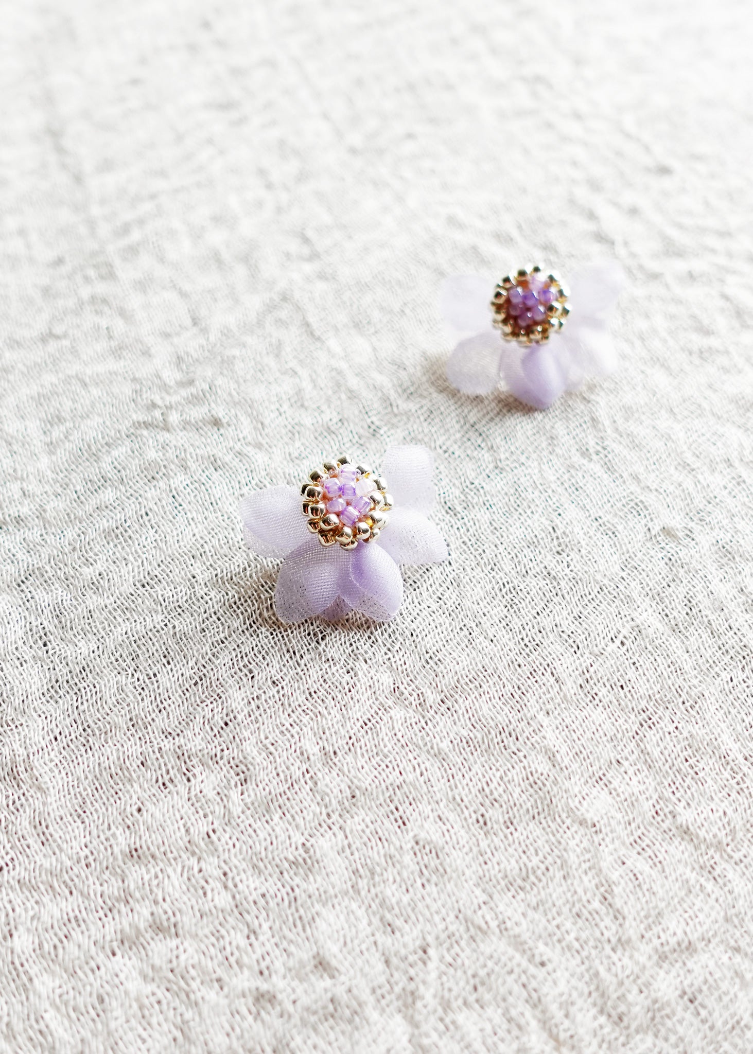 Ethereal Stud Earrings in Purple Left Side