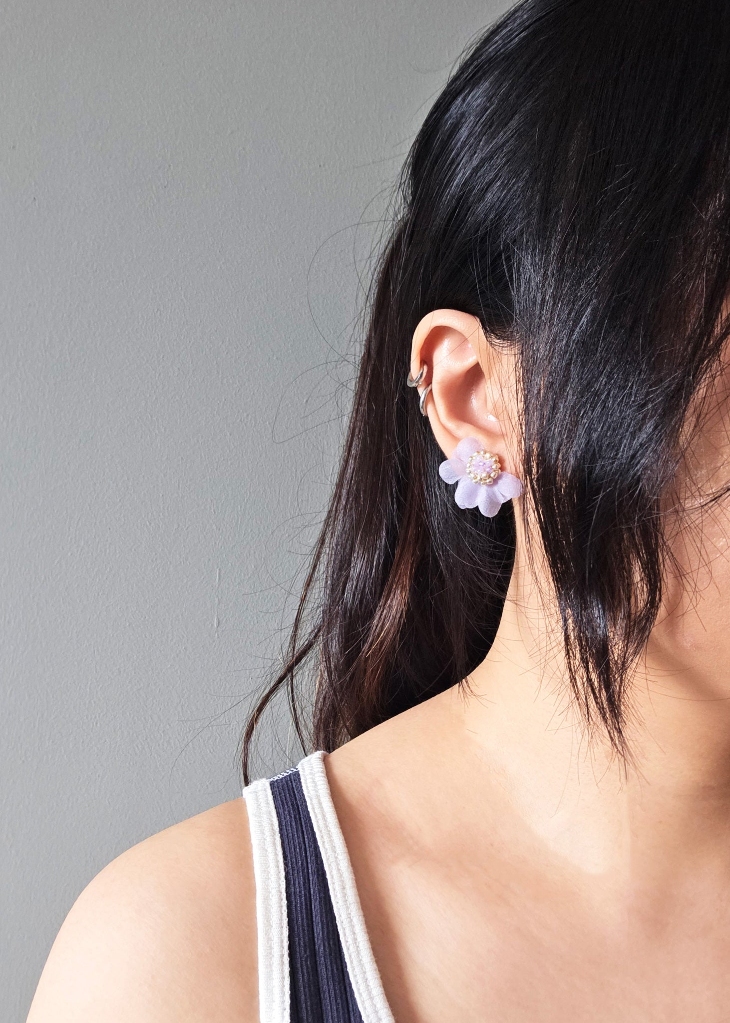 Purple Flower Earrings Ethereal Stud