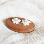 Ethereal Stud Earrings in White Display Front