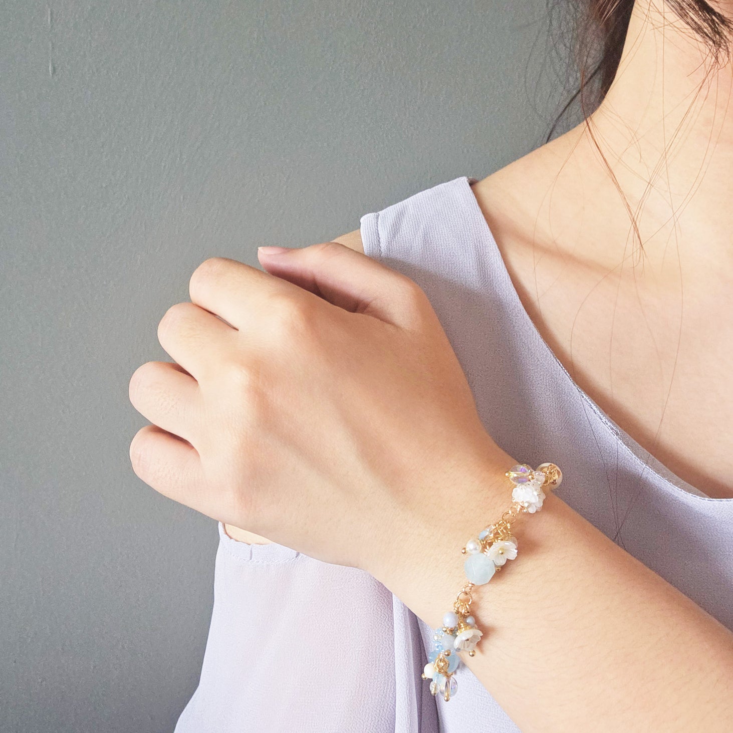 Faerie Bloom Bracelet in Sky Blue Model