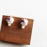Fantasia Snowball Earrings in Royal Purple Display Right