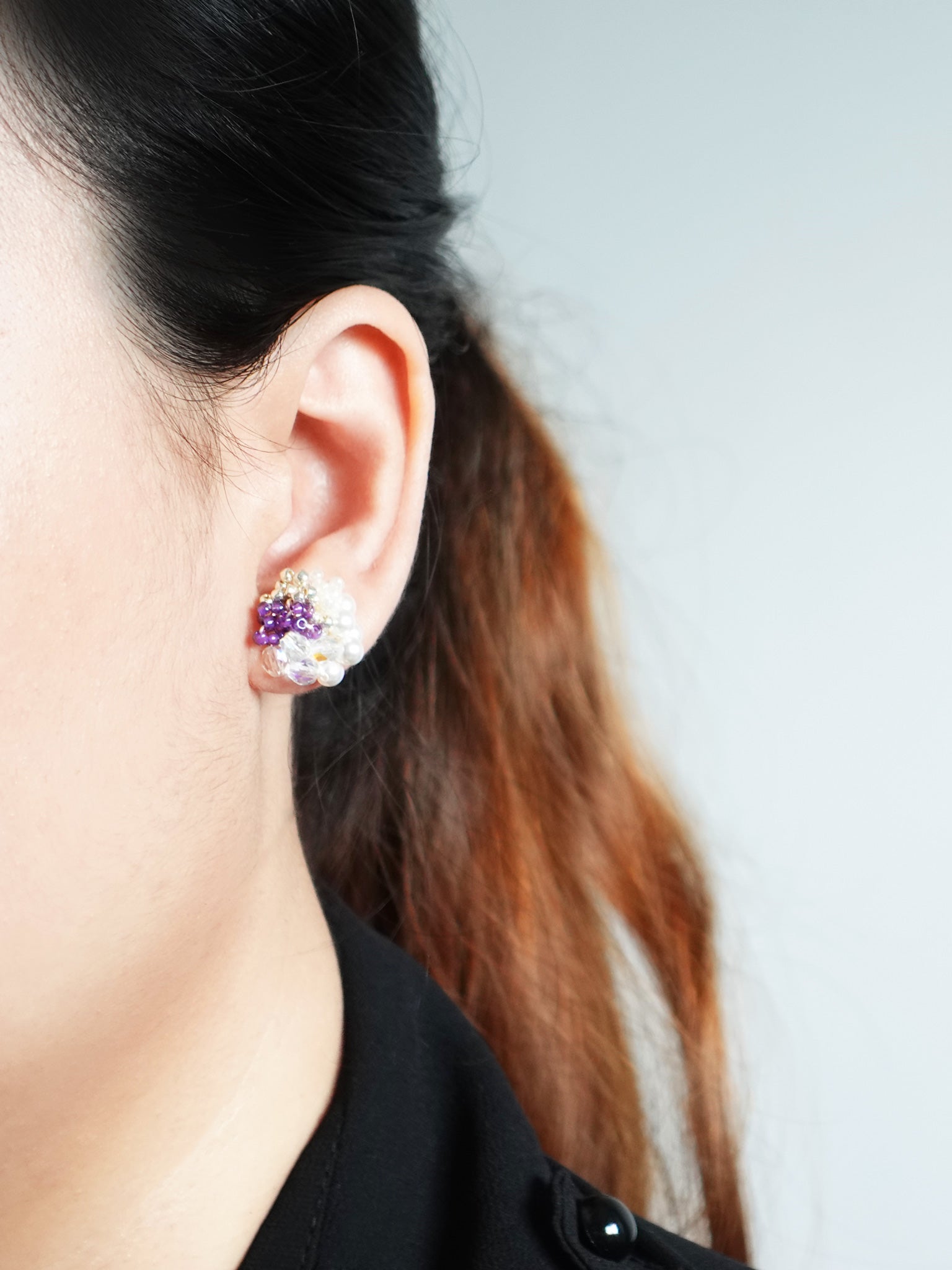Fantasia Stud Earrings in Royal Purple Model