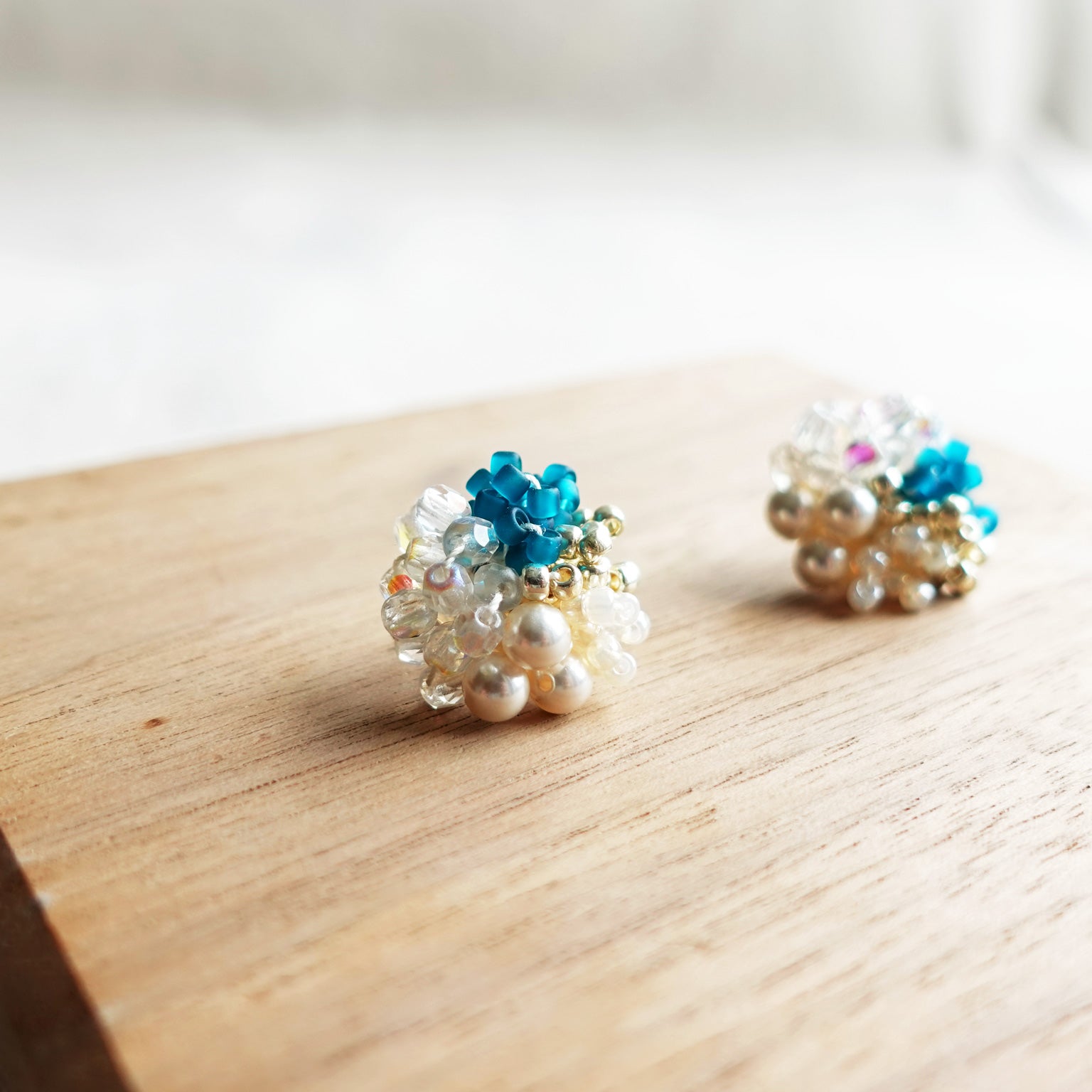 Felisia Stud Earrings in Teal Display Left