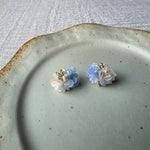Fleur d'Or Stud Earrings in Blue Front