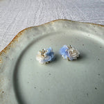 Fleur d'Or Stud Earrings in Blue Left