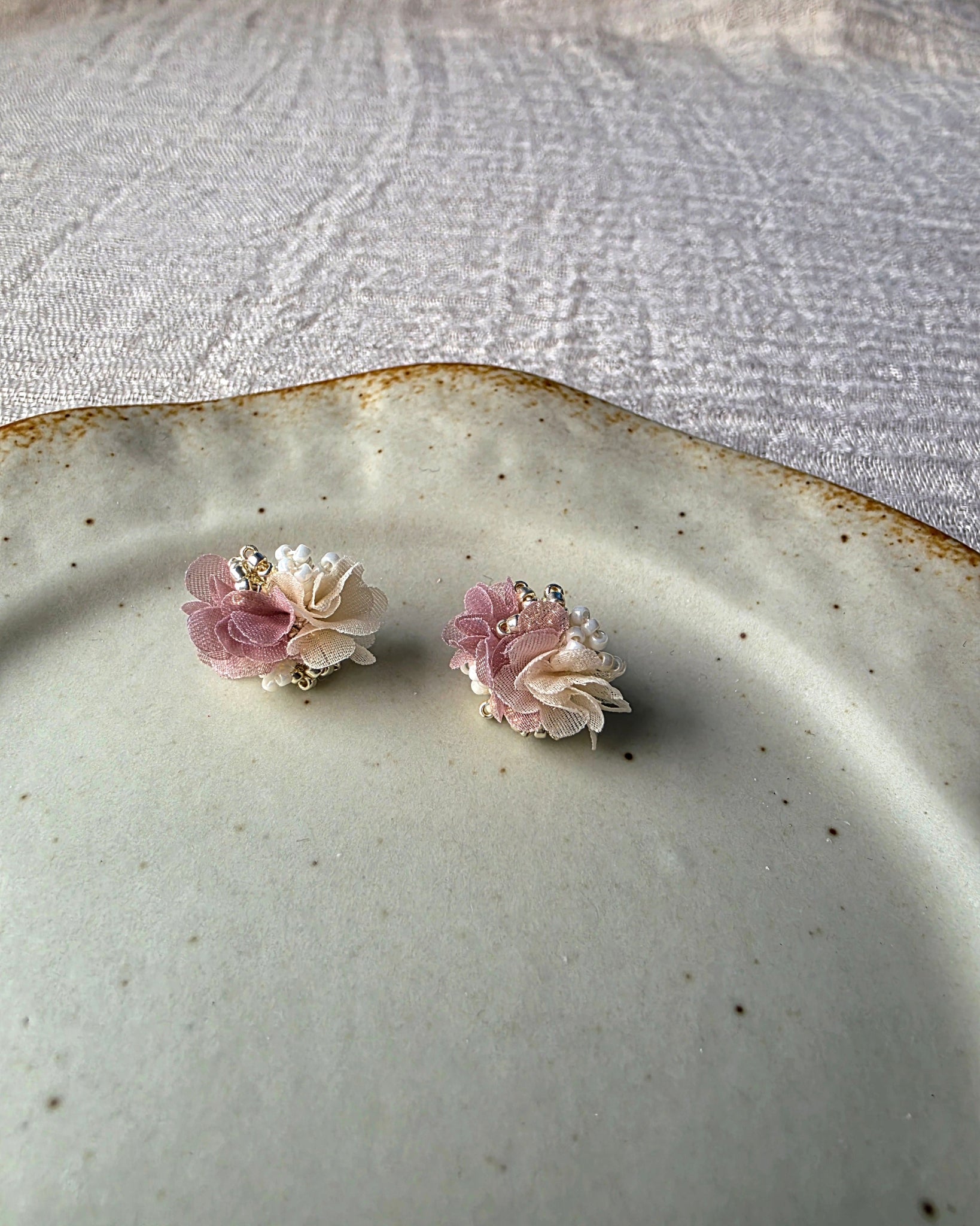 Fleur d'Or Stud Earrings in Brown Left