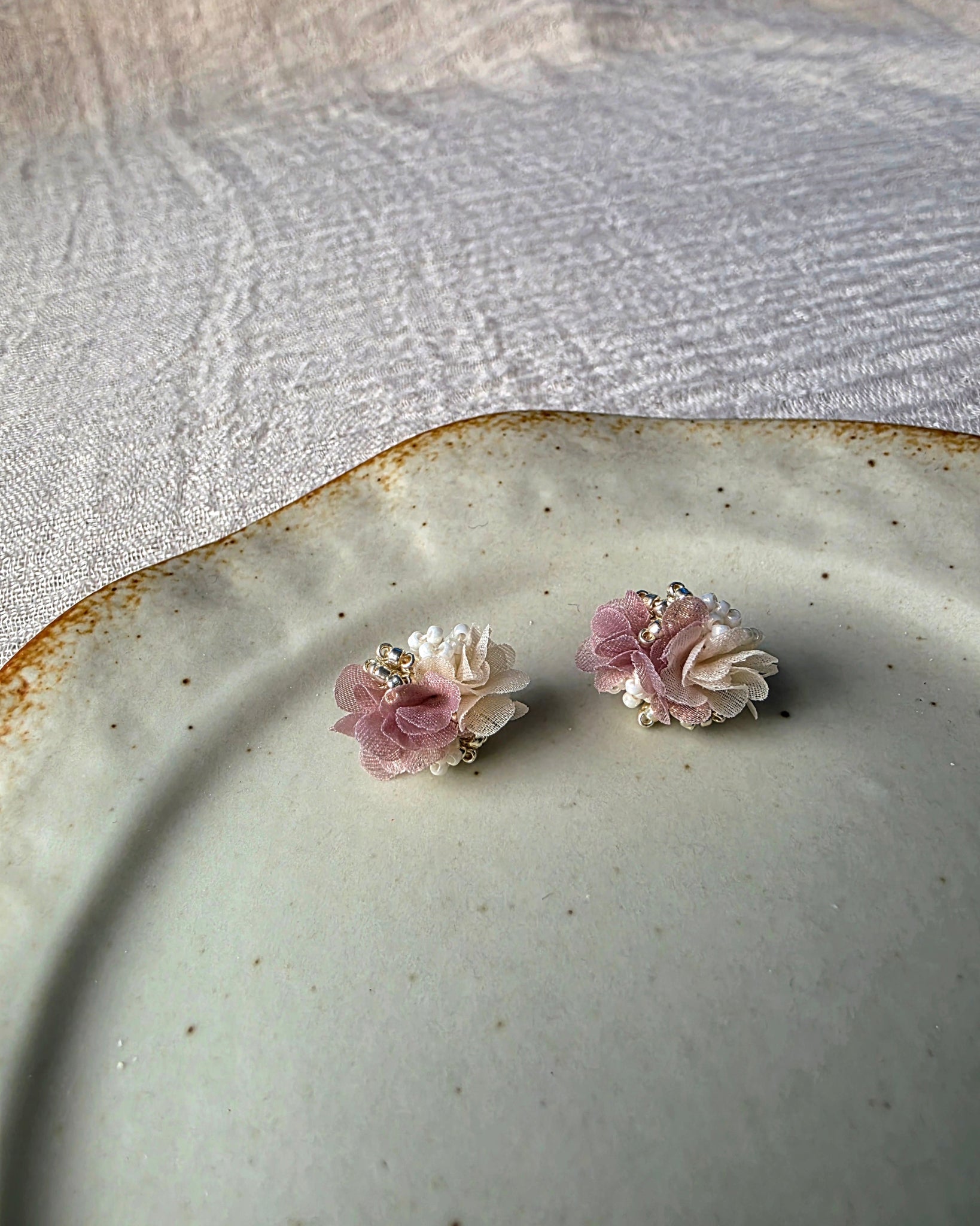 Fleur d'Or Stud Earrings in Brown Left Side
