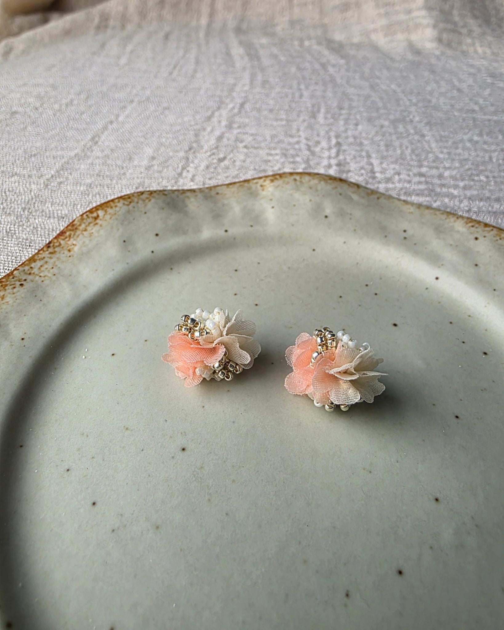 Fleur d'Or Stud Earrings in Coral Front