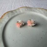 Fleur d'Or Stud Earrings in Coral Left Front