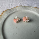 Fleur d'Or Stud Earrings in Coral Left Front