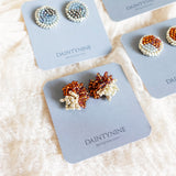Fluffy Trio Earrings in Brown Card
