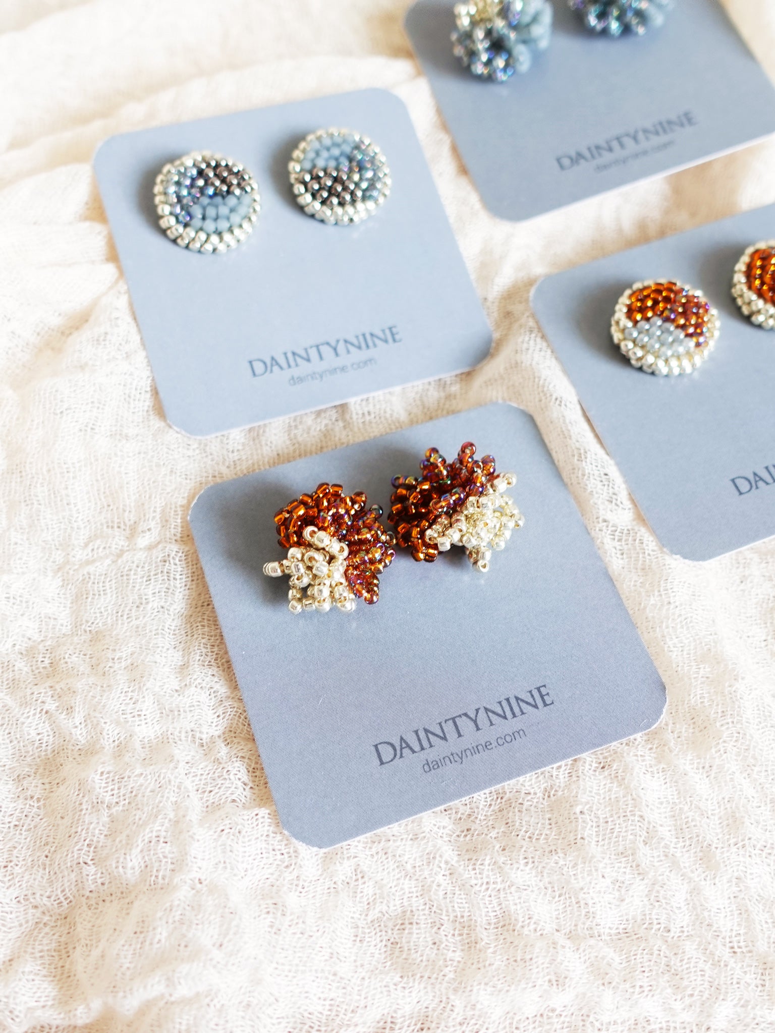 Fluffy Trio Earrings in Brown Card