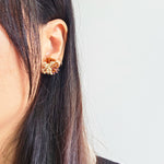 Fluffy Trio Earrings in Brown Model