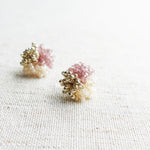 Fluffy Trio Earrings in Mauve Purple Front