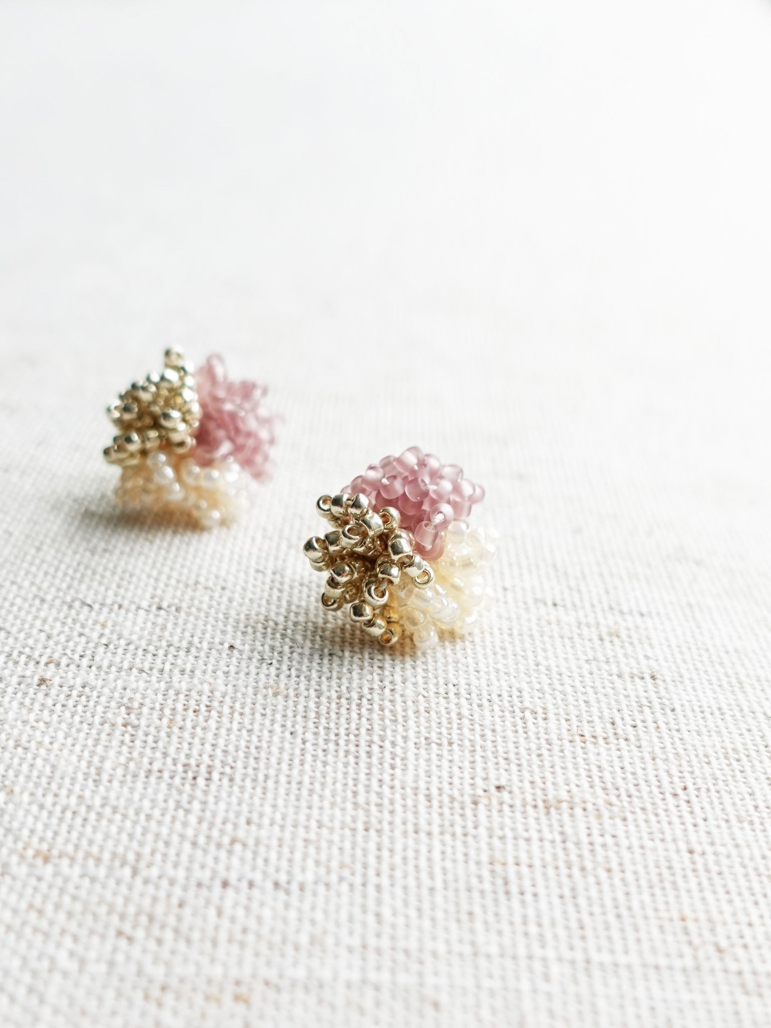 Fluffy Trio Earrings in Mauve Purple Front