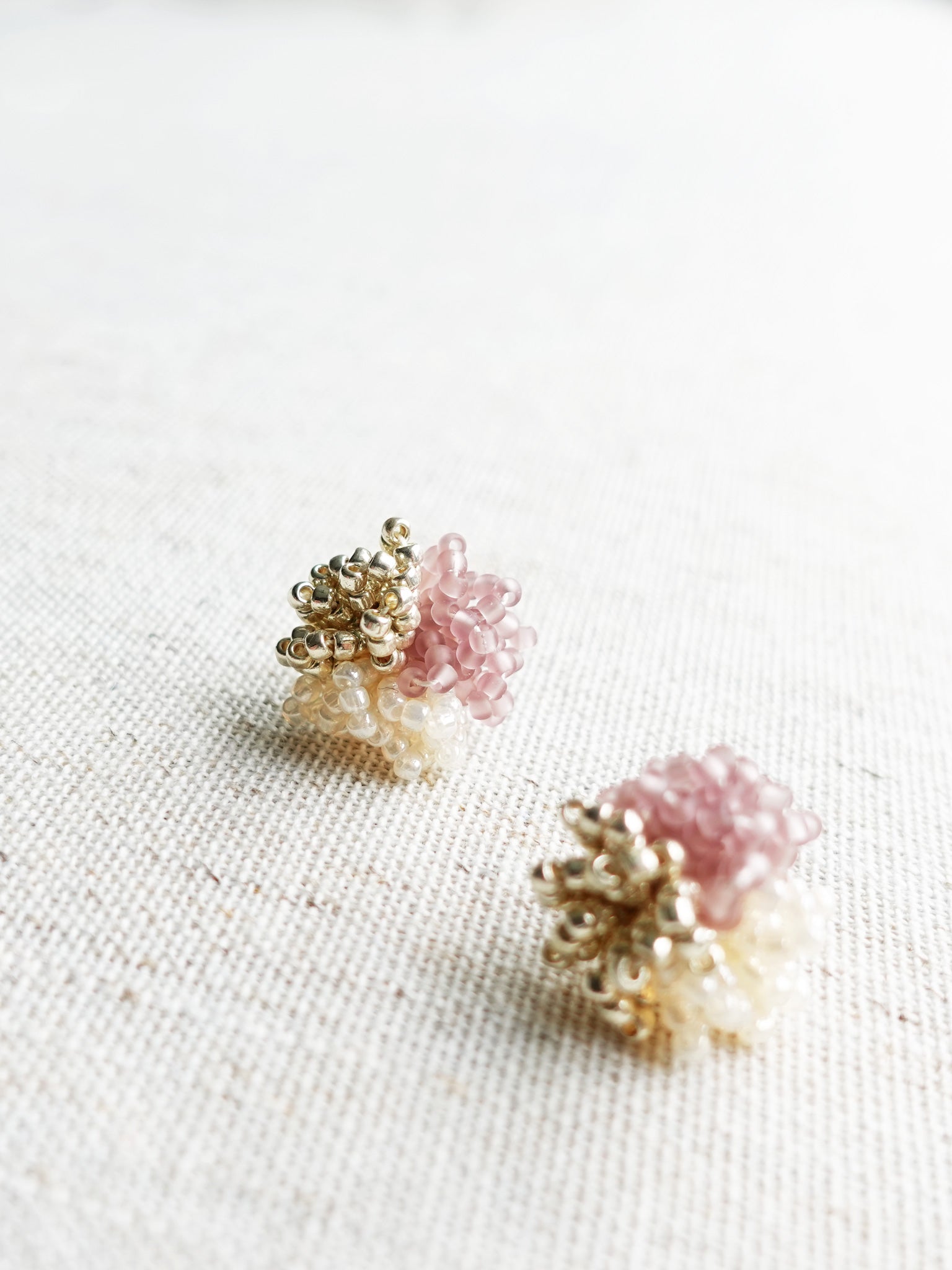 Fluffy Trio Earrings in Mauve Purple Left