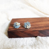 Fluffy Trio Earrings in Mystic Grey Display Front 3