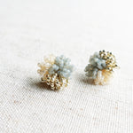 Fluffy Trio Earrings in Smoke Grey Left