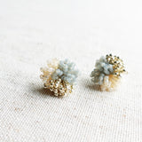 Fluffy Trio Earrings in Smoke Grey Left