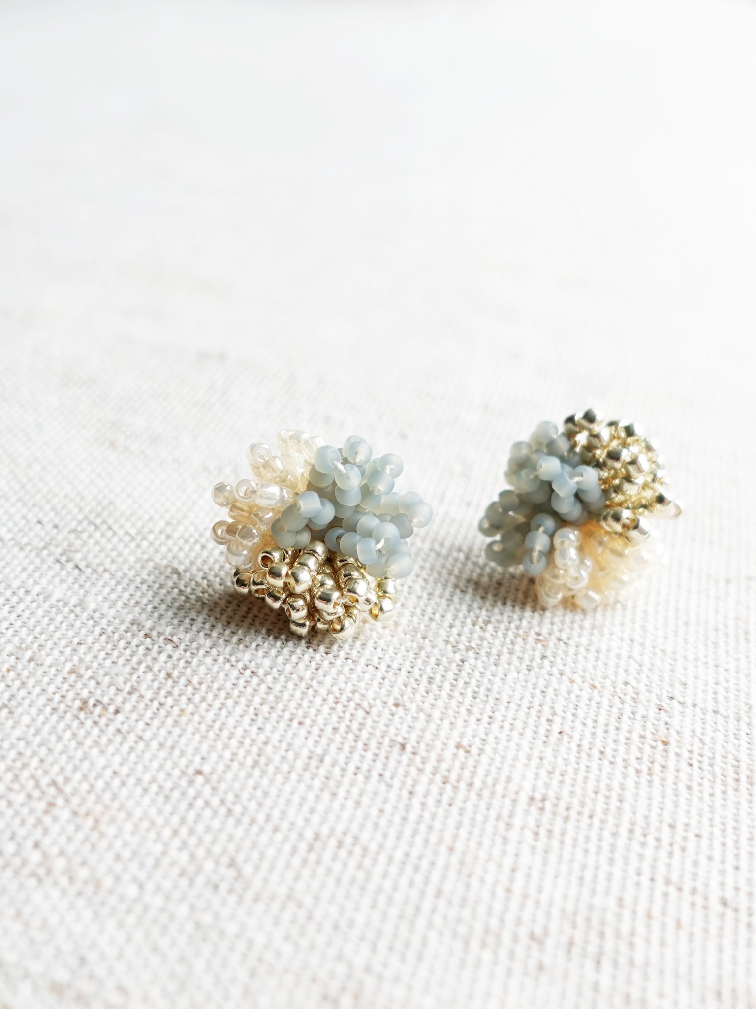 Fluffy Trio Earrings in Smoke Grey Left