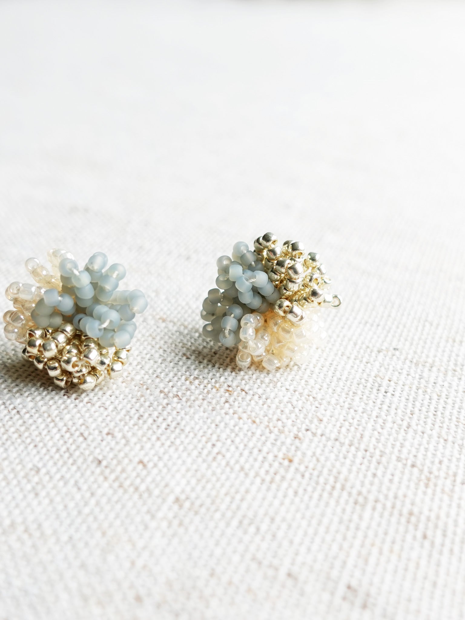 Fluffy Trio Earrings in Smoke Grey Right