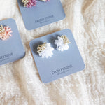 Fluffy Trio Velvet Earrings in White Card