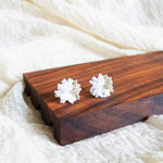 Fluffy Trio Velvet Earrings in White Left