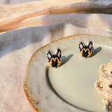 German shepherd stud earrings left