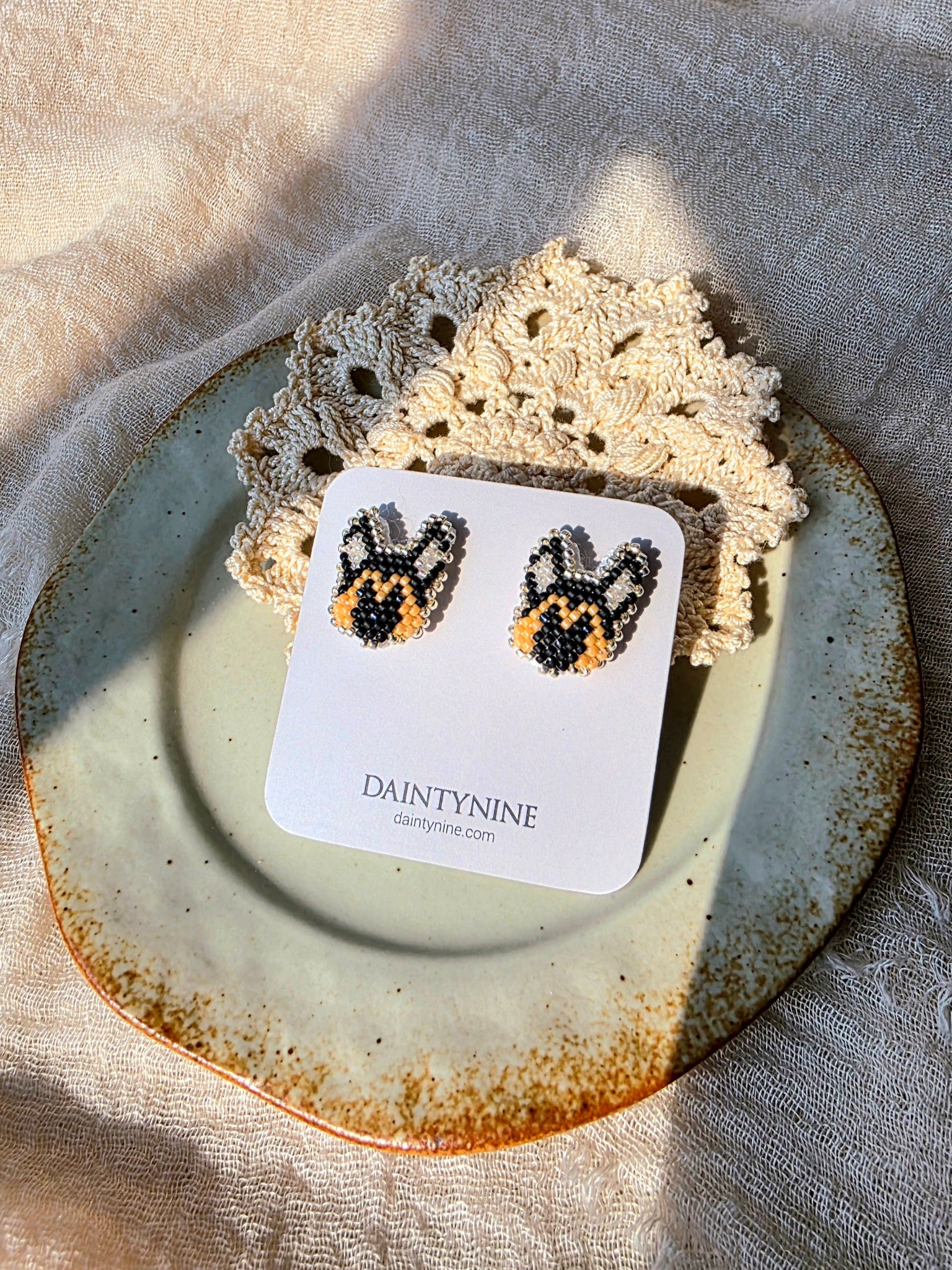 German shepherd stud earrings on card