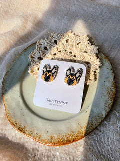 German shepherd stud earrings on card