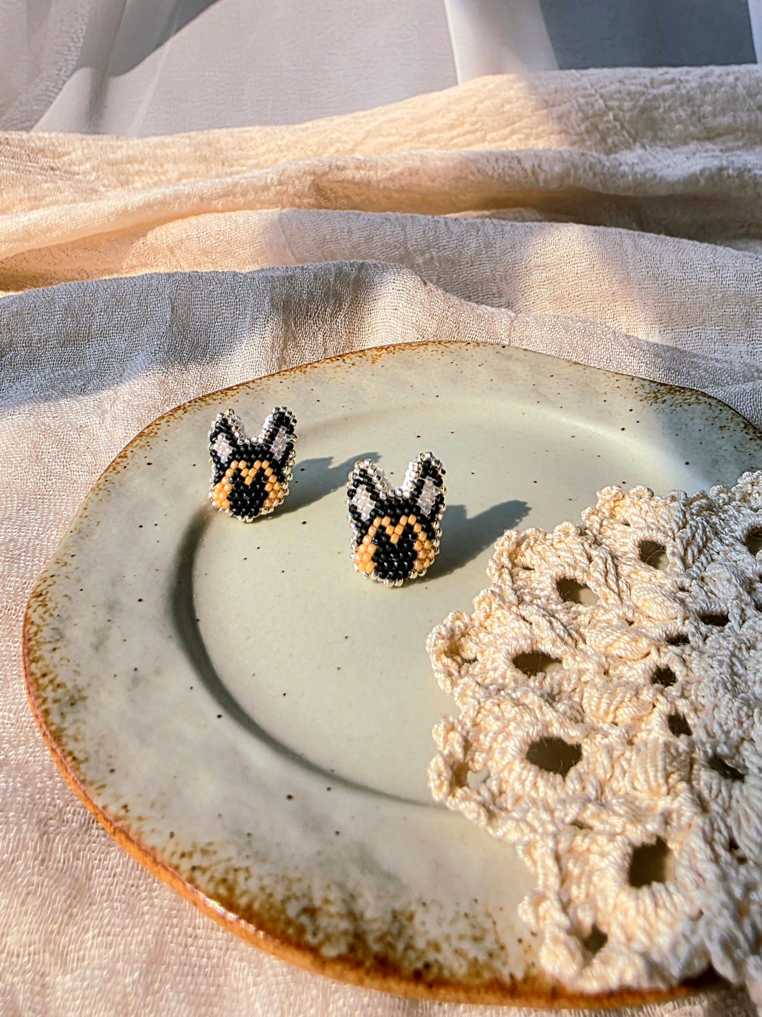 German shepherd stud earrings right