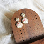 Goldie Drop Earrings in Blush Pink Display Left