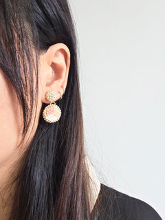 Goldie Drop Earrings in Blush Pink Model