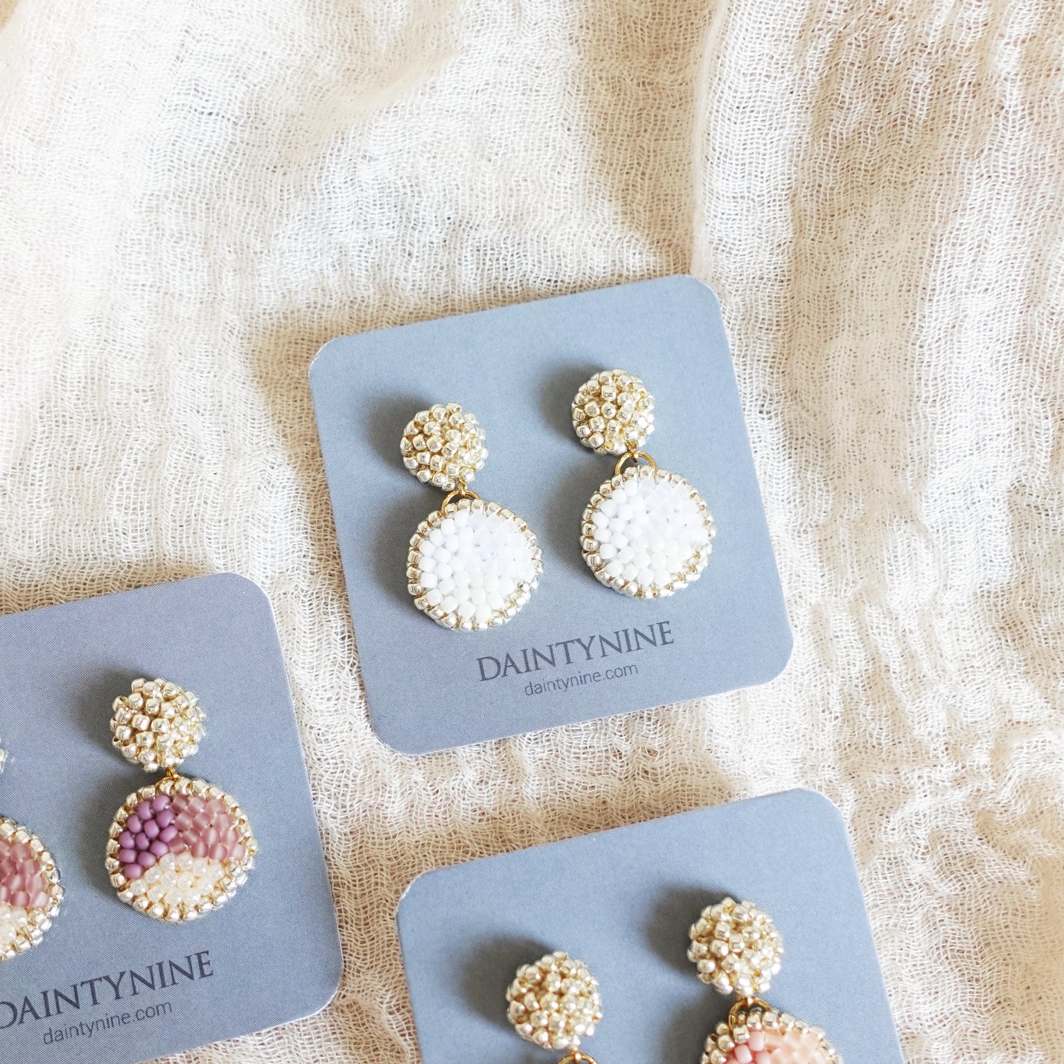 Goldie Drop Earrings in Cloud White Card Group