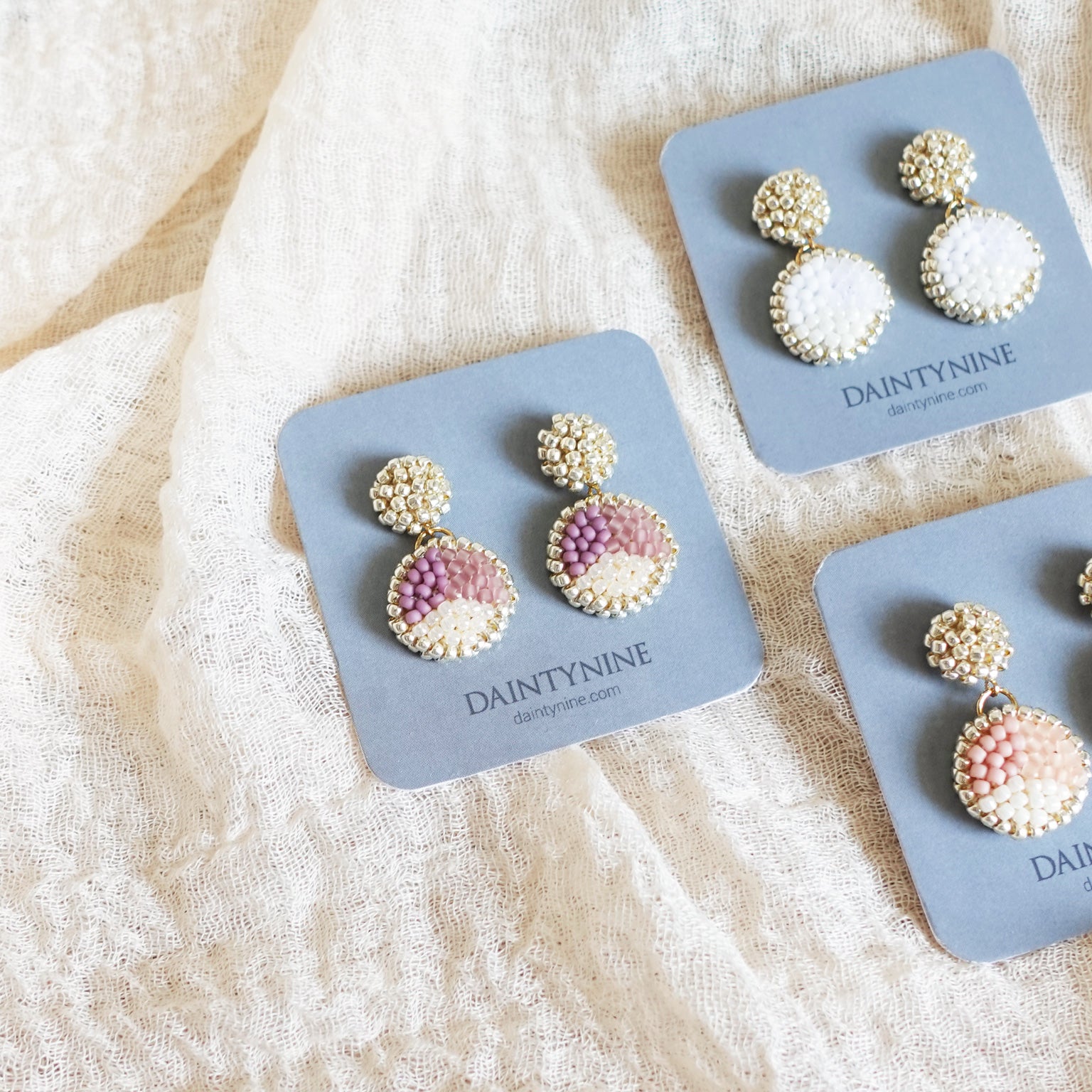 Goldie Drop Earrings in Mauve Purple Card Group
