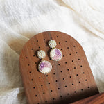 Goldie Drop Earrings in Mauve Purple Front