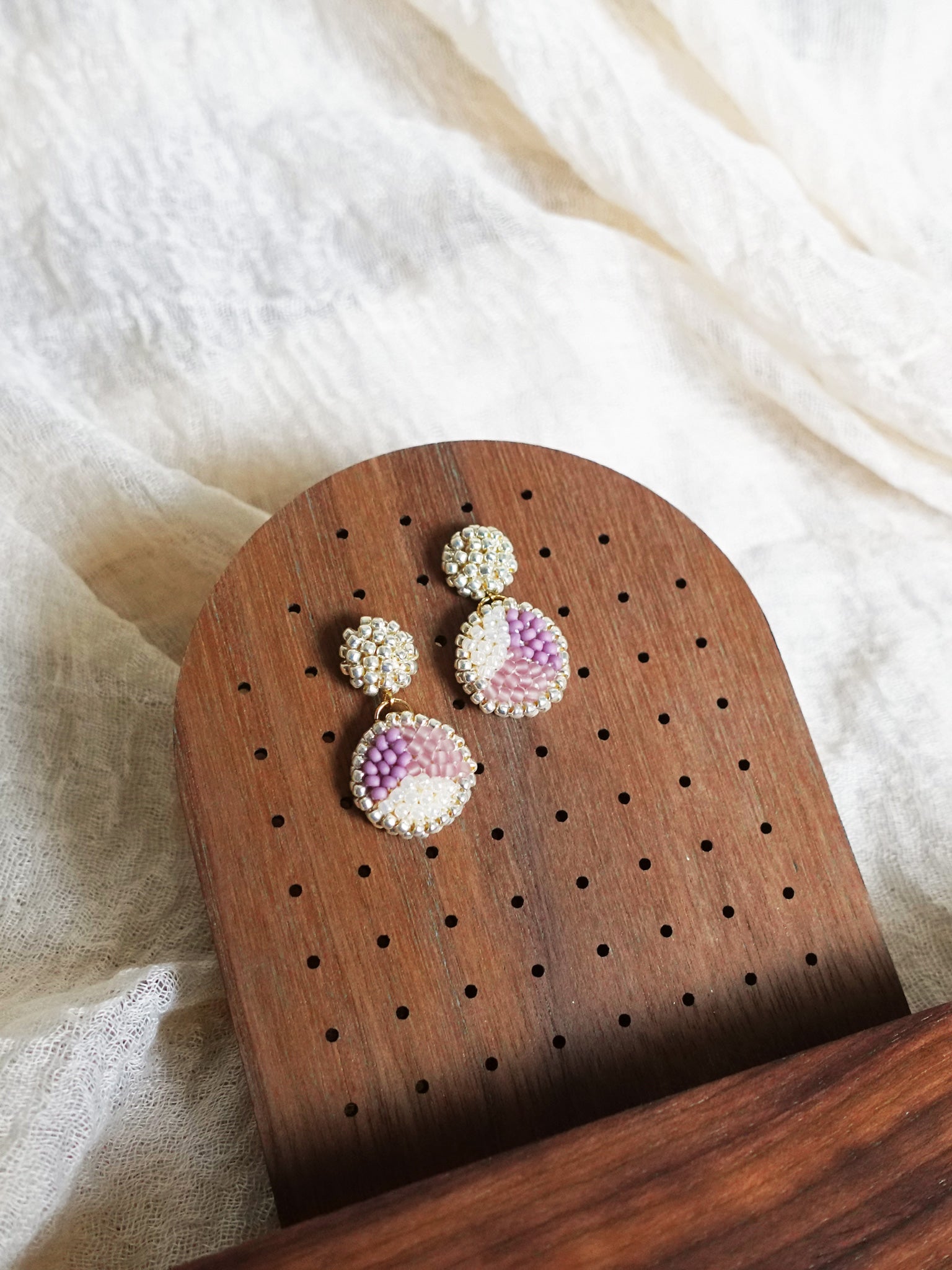 Goldie Drop Earrings in Mauve Purple Front